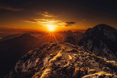 Sunrise hiking tour on the Säuling in the Allgäu in Bavaria, Germany, Europe