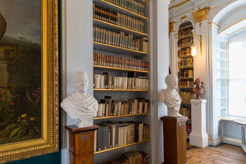 Central Rococo Hall of the Duchess Anna Amalia Library in Weimar, Thuringia, Germany, Europe