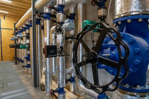 Pipelines, control elements of the heat storage tank of a biogas plant, 5000 cubic metres of hot
