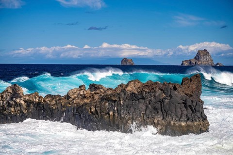 Surf at the coast near La Maceta, El Hierro, Canary Islands, Spain, Europe