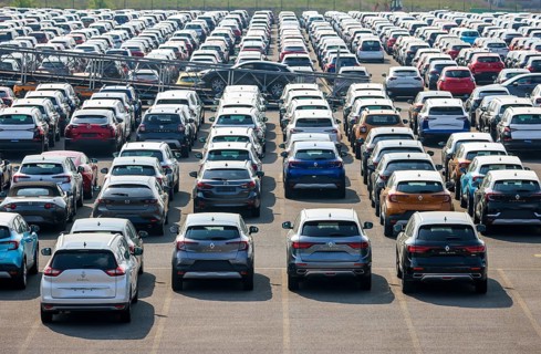Duisburg, North Rhine-Westphalia, Germany, new cars, transhipment centre, car terminal in Duisburg