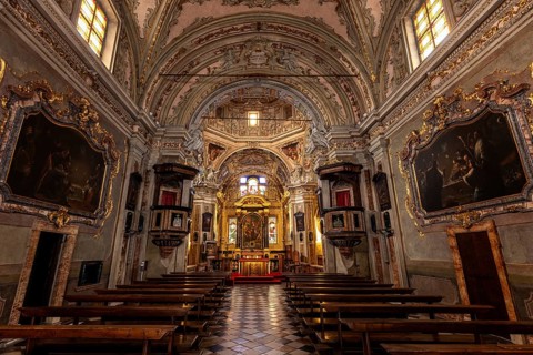 Church Santuario della SS Pietà, interior view, nave, Cannobio, Lake Maggiore, Province of