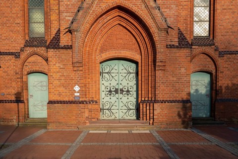 View of the entrance area of a church, Aller Leine Valley, Wittlohe, Kirchlinteln, Verden, Lower