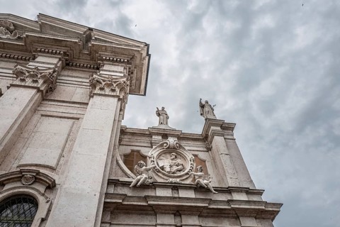 Detail of the façade of the cathedral, Mantua, Italy, Europe