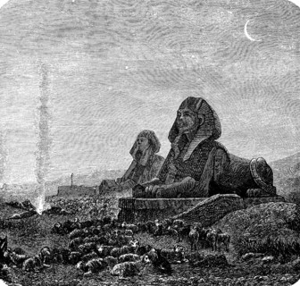 Great Sphinx of Giza, history of mankind, depiction of a lion with human head, erected in the 4th