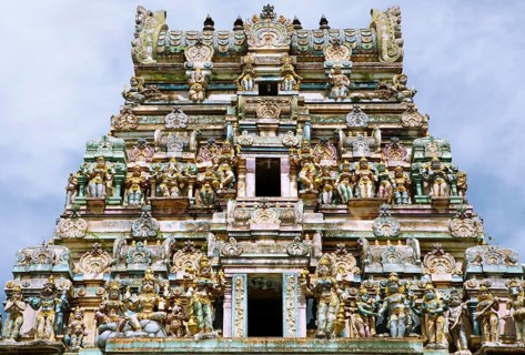 Close-up of the Hindu Sri Muthumariamman Temple, Matale, Central Province, Sri Lanka, Asia