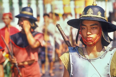 Thai soldiers parading, King Narai Reign Fair, Lopburi, Thailand, Asia
