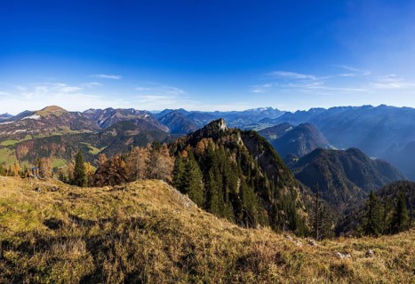 View from Schwarzer Berg to Gschirrwand and Lammertal, Golling, Osterhorngruppe, Salzburg province,