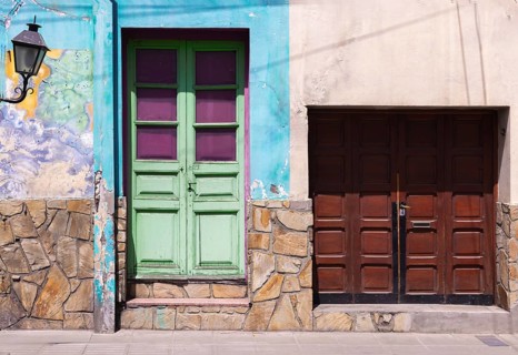 Argentina, Colorful buildings on Central Salta Plaza of 9 of July, 9 De Julio in historic center,