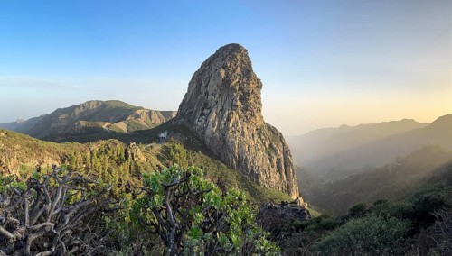 Roque de Agando rock tower, Monumento Natural de los Roques, La Gomera, Canary Islands, Spain,
