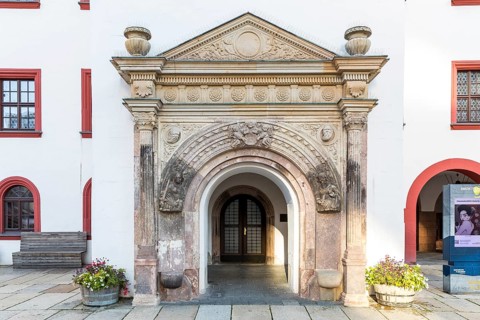 Judith Lucretia Portal at the Old Town Hall in Chemnitz, Saxony, Germany, Europe