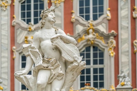 Statue in front of the Electoral Palace in Trier, Rhineland-Palatinate, Germany, Europe