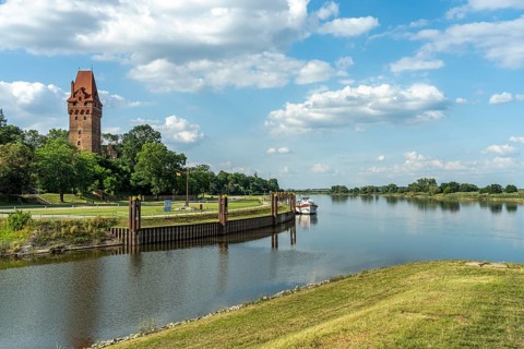 Chapter tower of Tangermünde Castle on the Tangier and Elbe rivers, Saxony-Anhalt, Germany, Europe