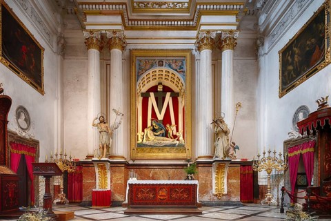Interior view, Altar of the Charterhouse, Church Iglesia de la Cartuja, Real Cartuja (Royal