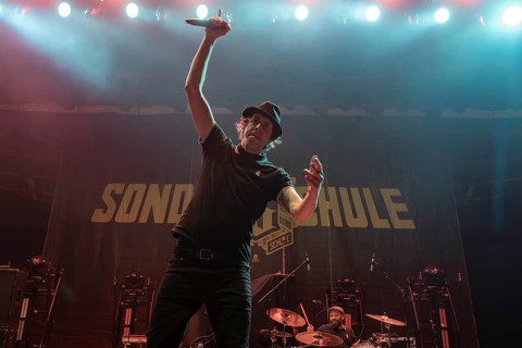Costa Cannabis (Tim Kleinrensing), singer of Sondaschule live at the Berlin Velodrom on 12/02/2025