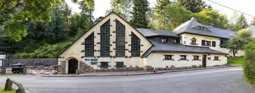 Visitor mine Vereinigt Zwitterfeld in Zinnwald, exterior view with mine forge and mine house,