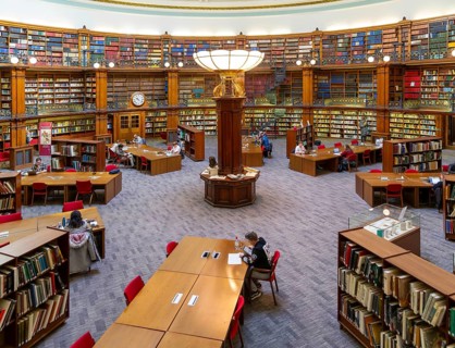 Historic circular Picton Reading Room inside Liverpool Central library, city of Liverpool, England,