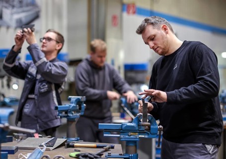 Oberhausen, North Rhine-Westphalia, Germany, Apprentices in metalworking professions. Apprentices