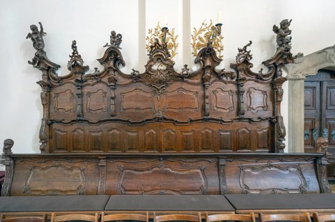 Choir stalls of the Maria Brünnlein pilgrimage basilica in rococo style built between 1748 and
