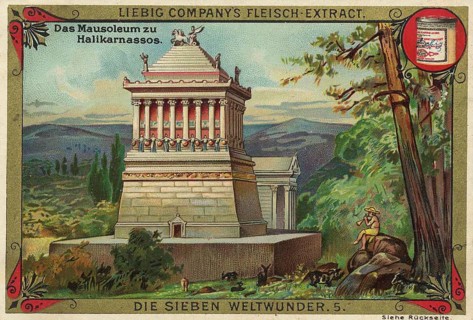 Picture series The Seven Wonders of the World, the Mausoleum of Halicarnassus, Liebig picture,