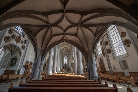 Interior with vault of the late Gothic church of St George, built between 1427 and 1505, church,