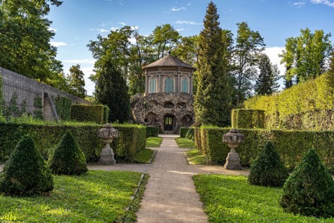 Grotto House and Belvedere, Veitshöchheim Palace and Rococo Court Garden, Lower Franconia, Bavaria,