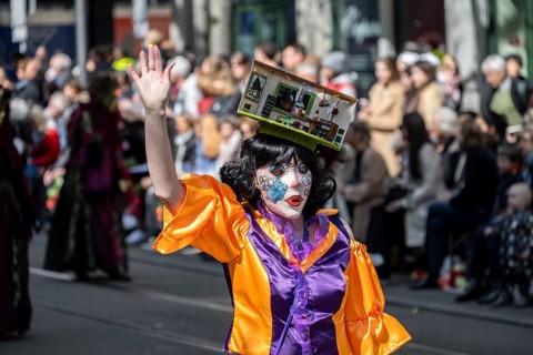 Participants dressed up as jesters from the guest canton of Schwyz, jesters' symposium of the