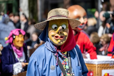 Participants dressed up as jesters from the guest canton of Schwyz, jesters' symposium of the