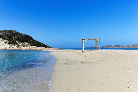 Double bay, twin beach, Simos beach, Sarakiniko beach, coastline, Elafonisos, Deer Island, Laconia,
