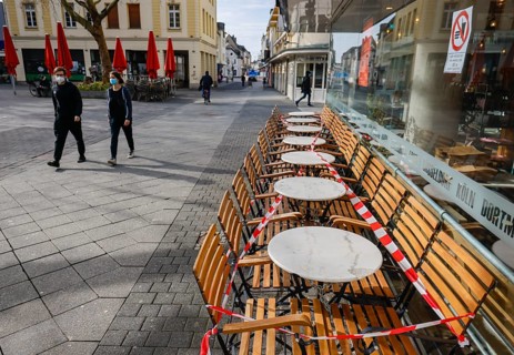 Krefeld, North Rhine-Westphalia, Germany - Krefeld city centre in times of the corona crisis during