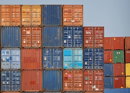 Duisburg, Ruhr area, North Rhine-Westphalia, Germany - Duisburg harbour, containers at the