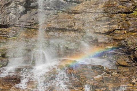 Rainbow. Melnikfall, a waterfall located at the Malta Hochalm road. Carithia, Austria, Europe