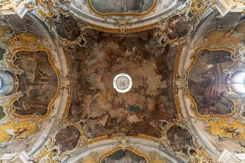 Ceiling fresco in the interior of the pilgrimage church of the Visitation of the Virgin Mary /