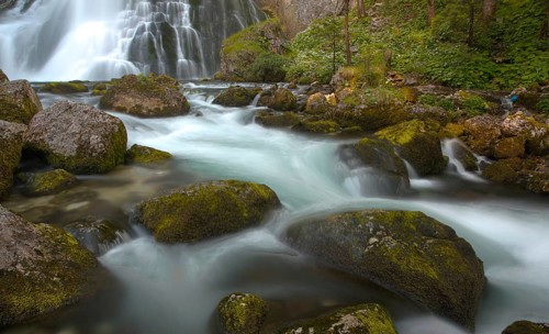 Flowing water of the Schwarzbach creek, Golling Waterfall, Golling an der Salzach