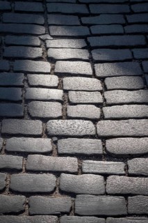 Old cobblestones, former Hanseatic city of Visby, UNESCO World Heritage Site, Gotland Island,