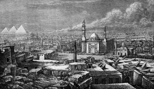 City view of the Egyptian capital Cairo with Al-Azhar mosque, old town UNESCO world heritage,