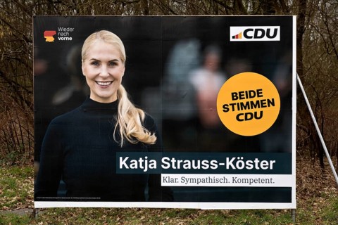 Large poster for the 2025 Bundestag election by the CDU with Katja Strauss-Köster, Witten, Ruhr