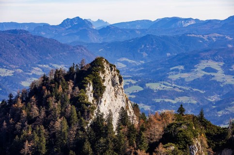 View from Schwarzer Berg to Gschirrwand and Lammertal, Golling, Osterhorngruppe, Salzburg province,