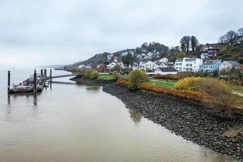 Jetty on the Elbe in Blankenese near Hamburg, Germany, Europe