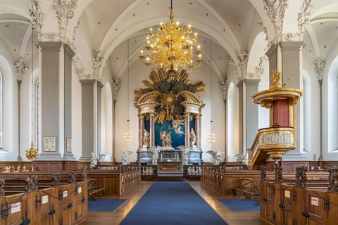 Interior of the Evangelical Lutheran Church of the Saviour in front of Frelsers Kirke, Copenhagen,