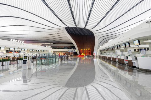 Terminal of the new Beijing Daxing New International Airport (PKX) in Beijing, China, Asia