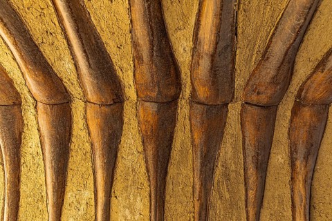 Vaulted ceiling with wooden substructure in the largest preserved mud town in Oman, Al Bilaad, Al