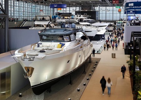 Düsseldorf, North Rhine-Westphalia, Germany - Luxury yachts at the boot Düsseldorf trade fair