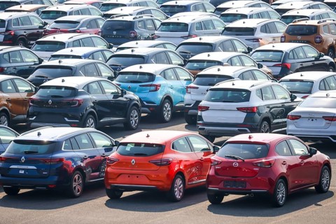 Duisburg, North Rhine-Westphalia, Germany, new cars, transhipment centre, car terminal in Duisburg