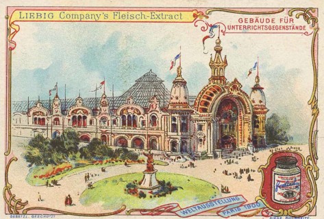 Picture series World Exhibition 1900, Paris, France, building for teaching objects, Liebig picture,