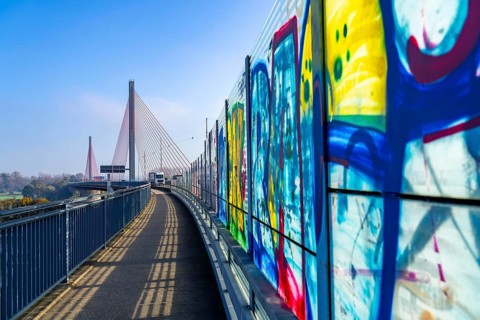 Friedrich Ebert Bridge over the Rhine near Bonn, also known as the North Bridge, motorway bridge on
