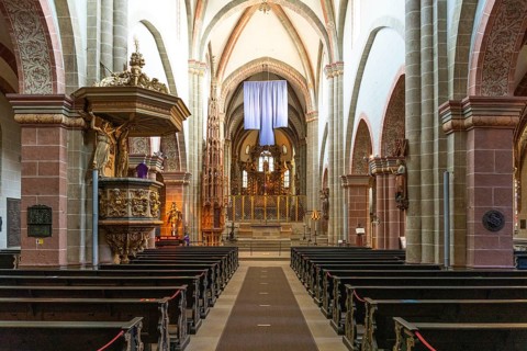 Interior of St Peter's Cathedral, Fritzlar, Schwalm-Eder district, Hesse, Germany, Europe