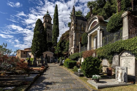 Cemetery, Monumental cemetery, Morcote, Lake Lugano, Lago di Lugano, Canton Ticino, Switzerland,