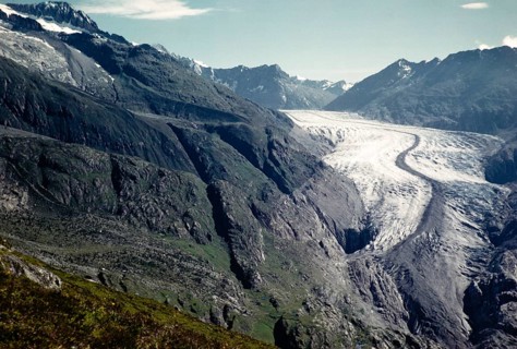 Aletsch Glacier, Great Aletsch Glacier, Bernese Alps, Switzerland, Europe around 1960, Europe