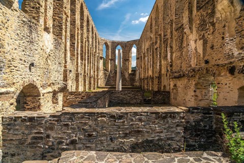 The ruins of Stuben Monastery near Bremm on the Moselle, Rhineland-Palatinate, Germany, Europe